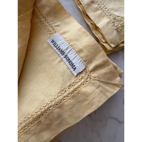 8 Williams Sonoma 100% Linen Napkins 20” Double Hem Stitched Pale Yellow used 1x - Picture 7 of 8